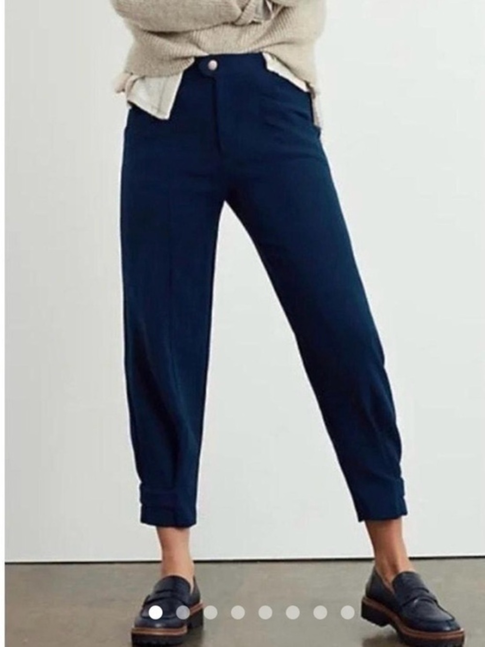 Anthropologie Maeve Magda Tapered Leg Trouser Blue Ankle Pants Size 4P Petite